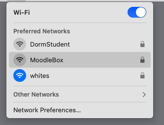 Select MoodleBox as your Wi-Fi network