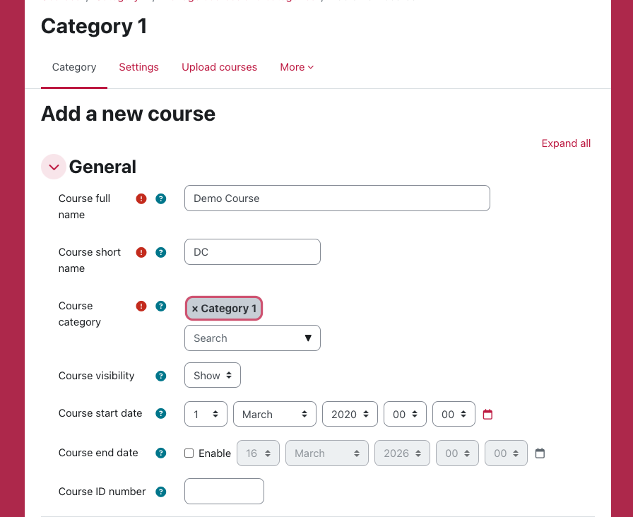 Name the course and course short name