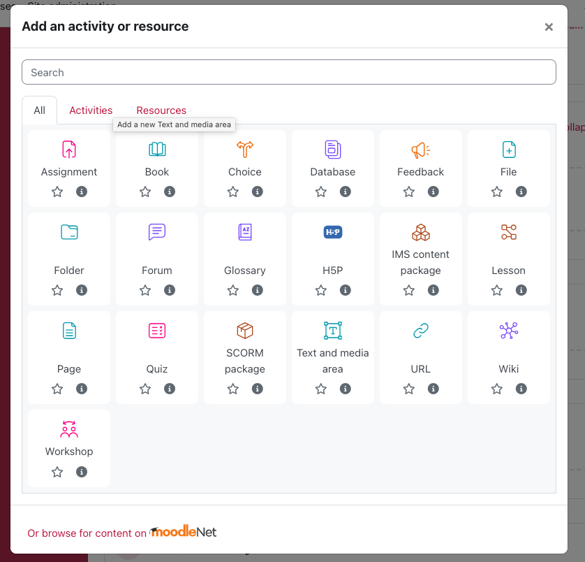 Select the activity to create.